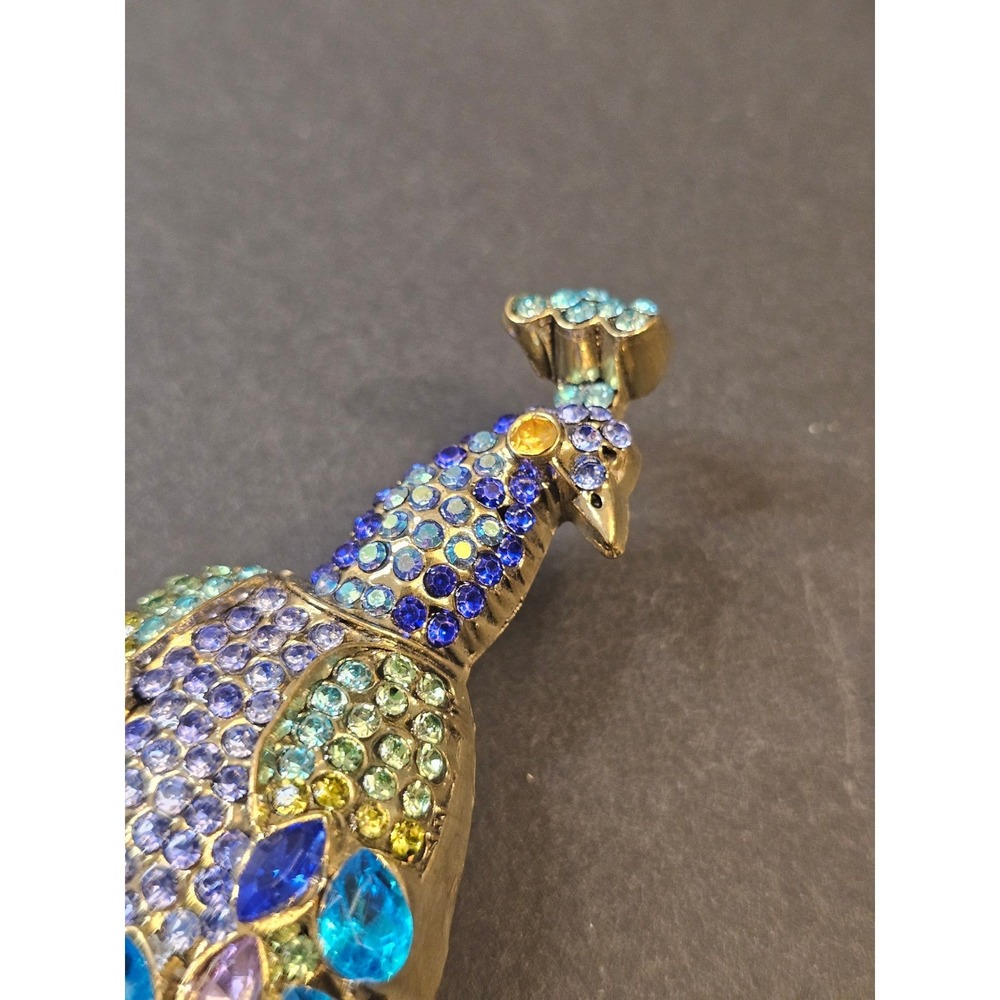 LARGE Tassel Peacock Brooch Women Multi Color Rhinestone Tassel Dangle - Picture 8 of 8